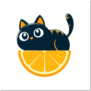 Cute Black Cat Lover Orange Day Funny Women Men Kids Posters and Art